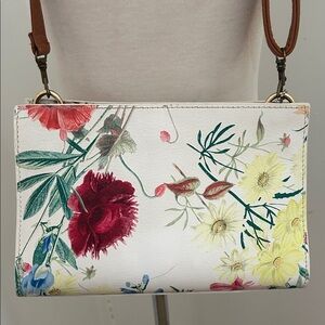 Valentina White Leather Crossbody Bag With Multicolored Floral Motif